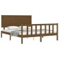 vidaXL Giroletto con Testiera Miele 5FT King Size in Legno Massello vidaXL Giroletto con Testiera Miele 5FT King Size in Legno Massello