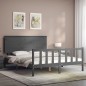 vidaXL Giroletto con Testiera Grigio 160x200 cm Legno Massello