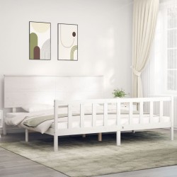 vidaXL Giroletto con Testiera Bianco 200x200 cm in Legno Massello