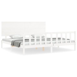 vidaXL Giroletto con Testiera Bianco 200x200 cm in Legno Massello