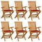 Sedie da Giardino con Cuscini Rossi 6 pz in Massello di Teak Sedie da Giardino con Cuscini Rossi 6 pz in Massello di Teak
