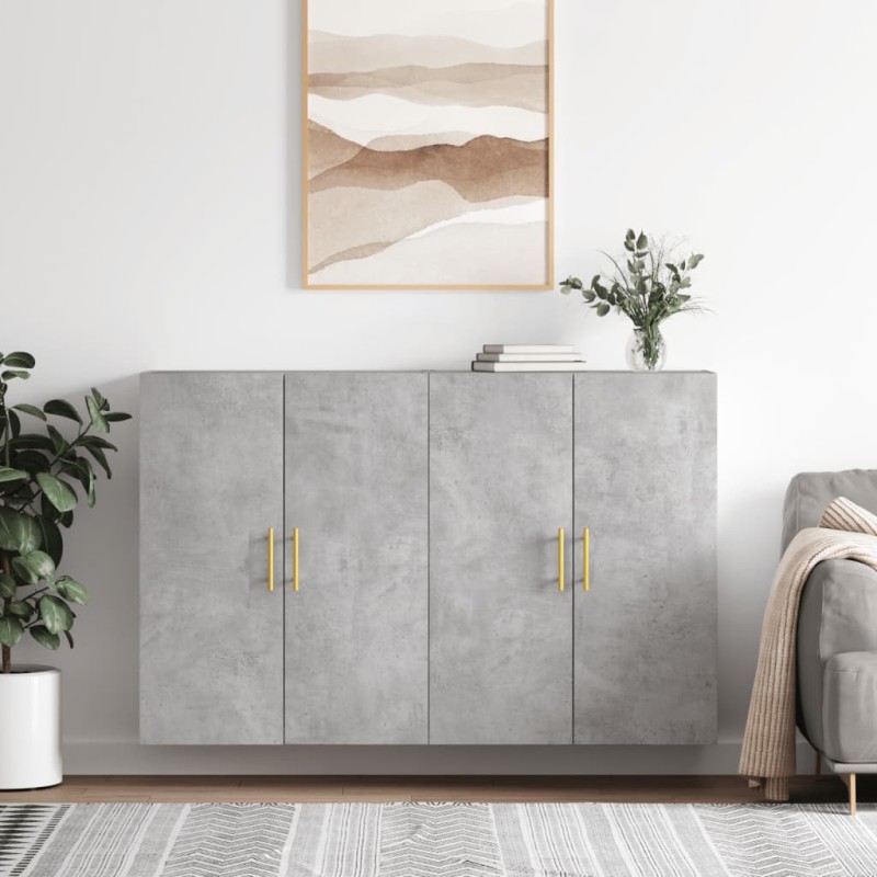 vidaXL Mobili a Parete 2 pz Grigio Cemento 69,5x34x90 cm vidaXL Mobili a Parete 2 pz Grigio Cemento 69,5x34x90 cm