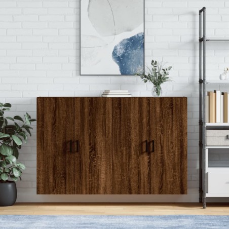 vidaXL Mobili a Parete 2 pz Rovere Marrone 69,5x34x90 cm