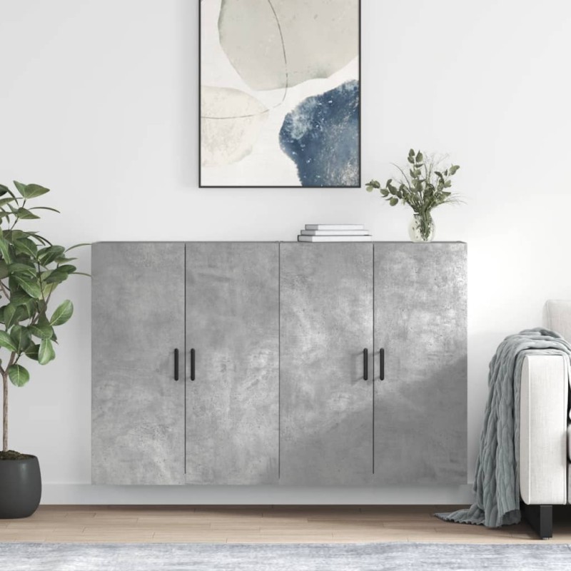 vidaXL Mobili a Parete 2 pz Grigio Cemento 69,5x34x90 cm vidaXL Mobili a Parete 2 pz Grigio Cemento 69,5x34x90 cm