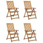 vidaXL Sedie da Giardino Reclinabili 4 pz con Cuscini Massello Acacia vidaXL Sedie da Giardino Reclinabili 4 pz con Cuscini Massello Acacia