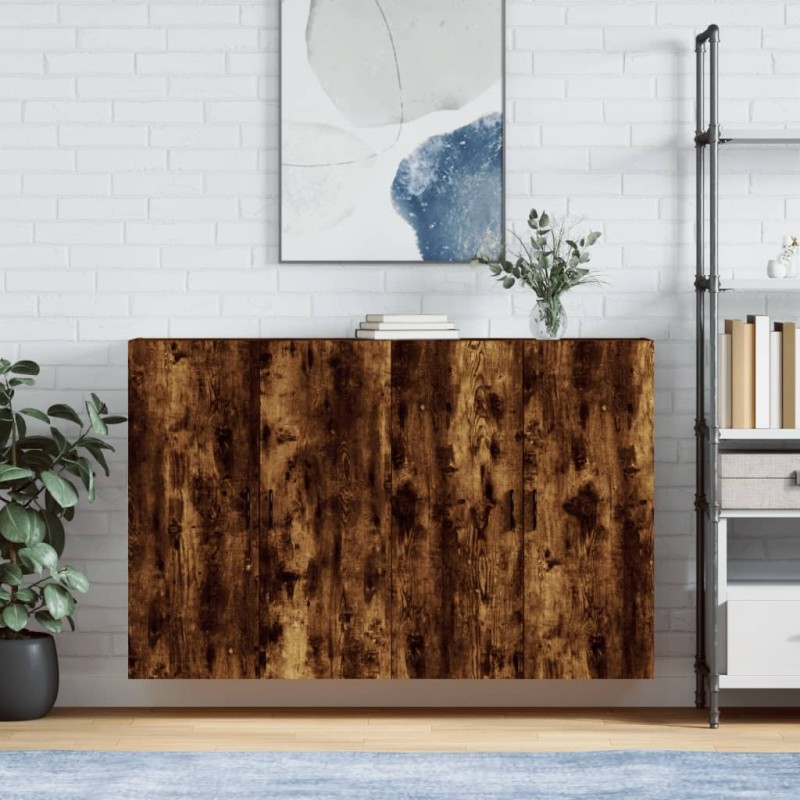 vidaXL Mobili a Parete 2 pz Rovere Fumo 69,5x34x90 cm vidaXL Mobili a Parete 2 pz Rovere Fumo 69,5x34x90 cm