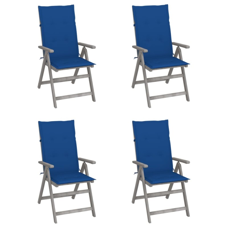 Sedie da Giardino Reclinabili 4 pz con Cuscini Massello Acacia Sedie da Giardino Reclinabili 4 pz con Cuscini Massello Acacia