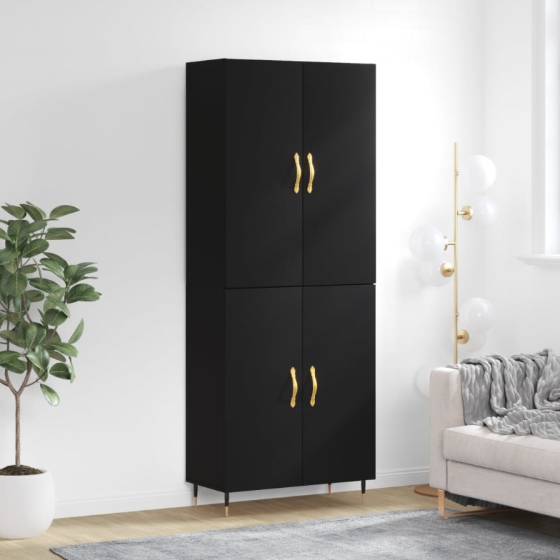 vidaXL Credenza Nera 69,5x34x180 cm in Legno Multistrato vidaXL Credenza Nera 69,5x34x180 cm in Legno Multistrato