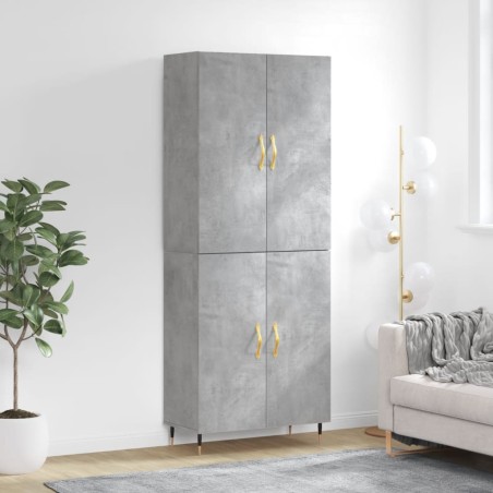 vidaXL Credenza Grigio Cemento 69,5x34x180 cm in Legno Multistrato
