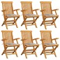 Sedie da Giardino e Cuscini Grigi a Quadri 6 pz Massello Teak Sedie da Giardino e Cuscini Grigi a Quadri 6 pz Massello Teak