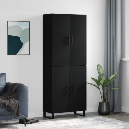 vidaXL Credenza Nera 69,5x34x180 cm in Legno Multistrato