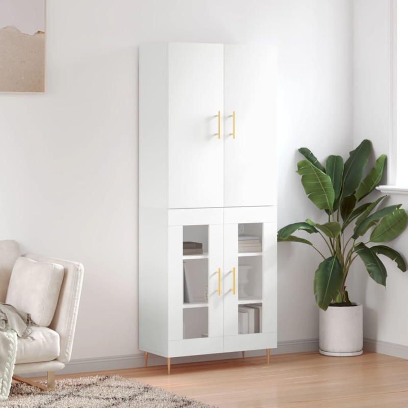 vidaXL Credenza Bianco Lucido 69,5x34x180 cm in Legno Multistrato vidaXL Credenza Bianco Lucido 69,5x34x180 cm in Legno Multistrato