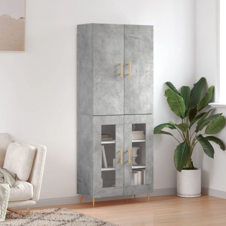 vidaXL Credenza Grigio Cemento 69,5x34x180 cm in Legno Multistrato