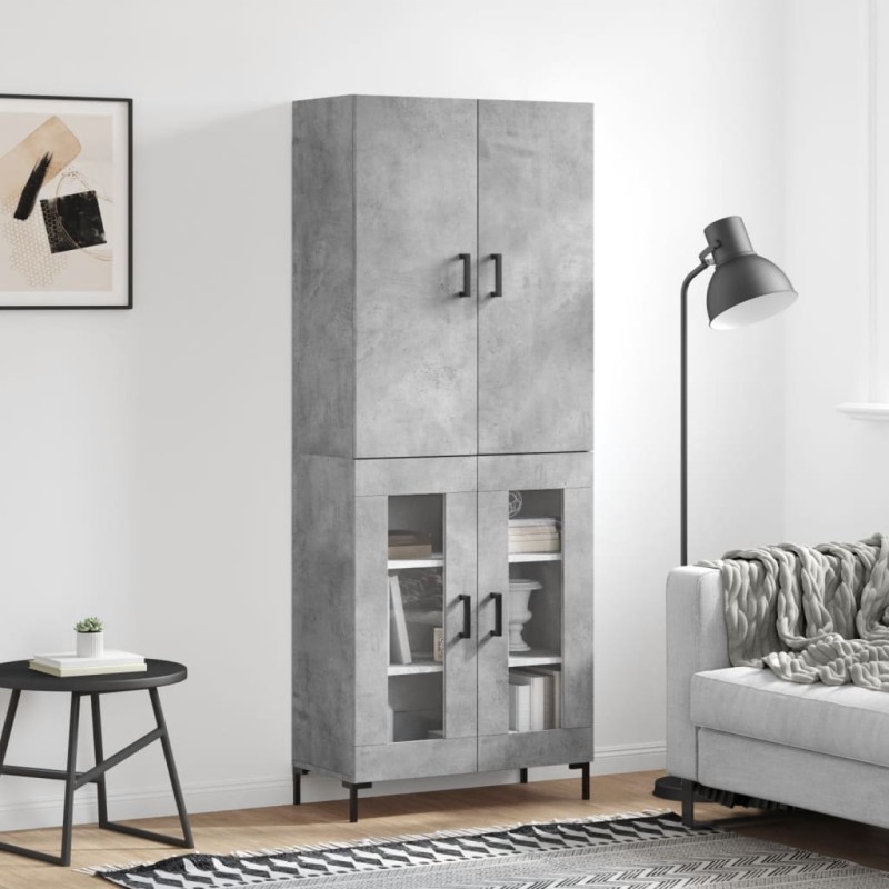vidaXL Credenza Grigio Cemento 69,5x34x180 cm in Legno Multistrato vidaXL Credenza Grigio Cemento 69,5x34x180 cm in Legno Multistrato