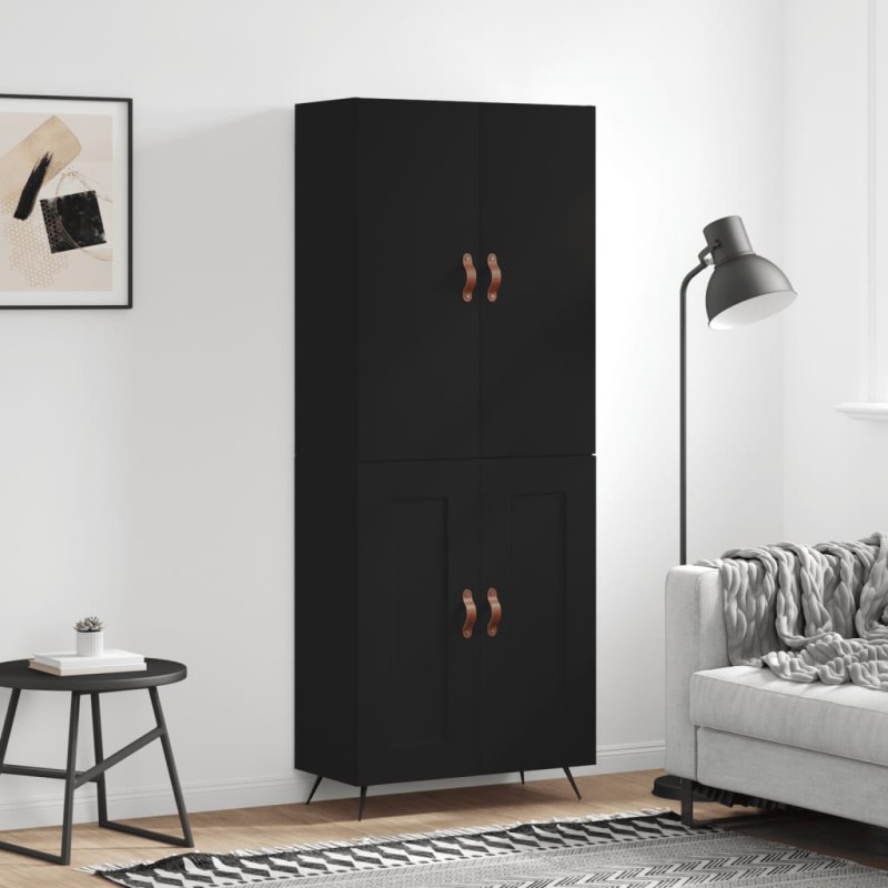 vidaXL Credenza Nera 69,5x34x180 cm in Legno Multistrato vidaXL Credenza Nera 69,5x34x180 cm in Legno Multistrato