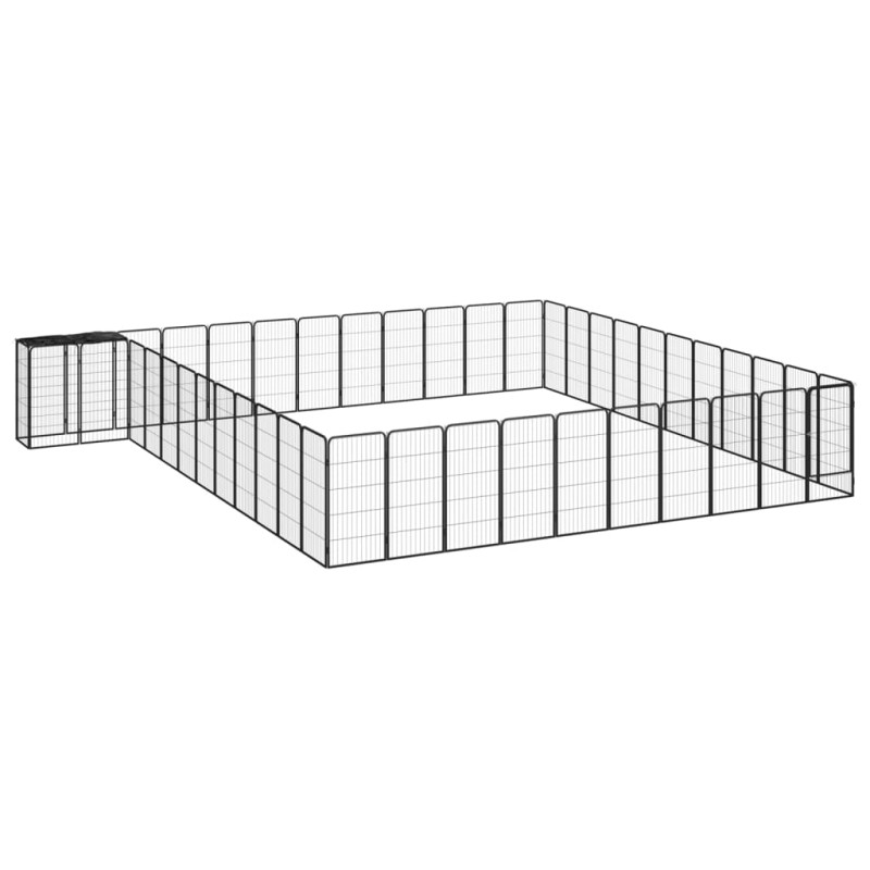 Box Cani 46 Pannelli Nero 50x100 cm Acciaio Verniciato Polvere Box Cani 46 Pannelli Nero 50x100 cm Acciaio Verniciato Polvere