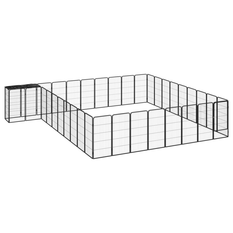 Box Cani 38 Pannelli Nero 50x100 cm Acciaio Verniciato Polvere Box Cani 38 Pannelli Nero 50x100 cm Acciaio Verniciato Polvere