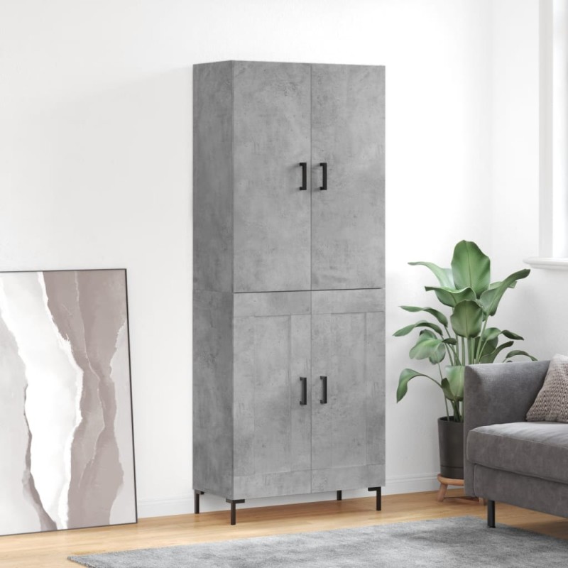 vidaXL Credenza Grigio Cemento 69,5x34x180 cm in Legno Multistrato vidaXL Credenza Grigio Cemento 69,5x34x180 cm in Legno Multistrato