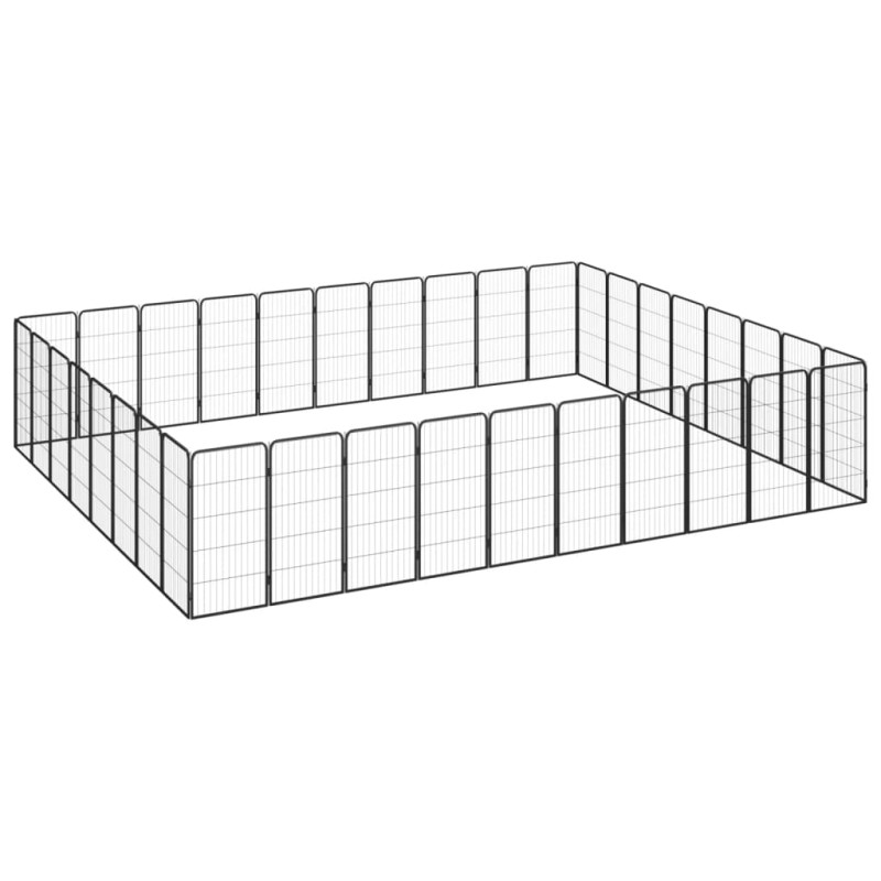 vidaXL Box Cani 36 Pannelli Nero 50x100 cm Acciaio Verniciato Polvere vidaXL Box Cani 36 Pannelli Nero 50x100 cm Acciaio Verniciato Polvere