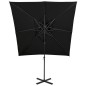 Ombrellone a Sbalzo con Doppia Copertura 250x250 cm Nero Ombrellone a Sbalzo con Doppia Copertura 250x250 cm Nero