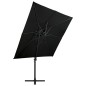 Ombrellone a Sbalzo con Doppia Copertura 250x250 cm Nero Ombrellone a Sbalzo con Doppia Copertura 250x250 cm Nero