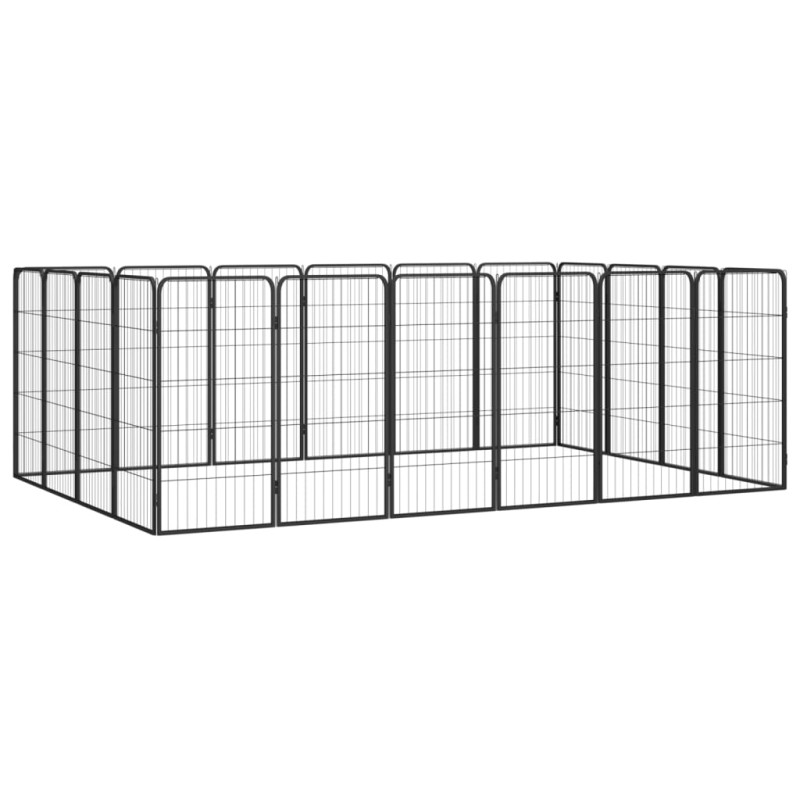 Box Cani 20 Pannelli Nero 50x100 cm Acciaio Verniciato Polvere Box Cani 20 Pannelli Nero 50x100 cm Acciaio Verniciato Polvere