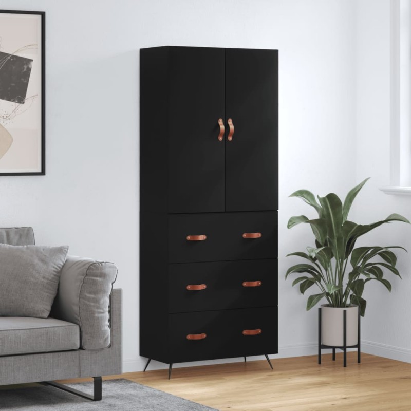vidaXL Credenza Nera 69,5x34x180 cm in Legno Multistrato vidaXL Credenza Nera 69,5x34x180 cm in Legno Multistrato