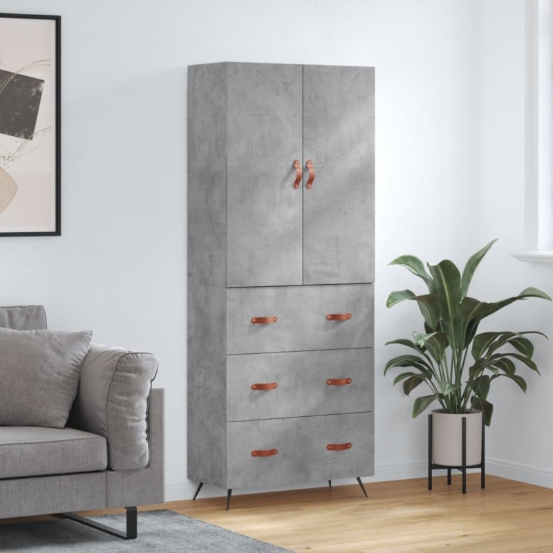 vidaXL Credenza Grigio Cemento 69,5x34x180 cm in Legno Multistrato vidaXL Credenza Grigio Cemento 69,5x34x180 cm in Legno Multistrato