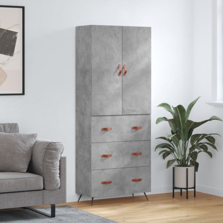vidaXL Credenza Grigio Cemento 69,5x34x180 cm in Legno Multistrato