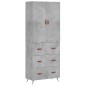 vidaXL Credenza Grigio Cemento 69,5x34x180 cm in Legno Multistrato vidaXL Credenza Grigio Cemento 69,5x34x180 cm in Legno Multistrato