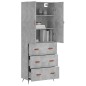 vidaXL Credenza Grigio Cemento 69,5x34x180 cm in Legno Multistrato vidaXL Credenza Grigio Cemento 69,5x34x180 cm in Legno Multistrato