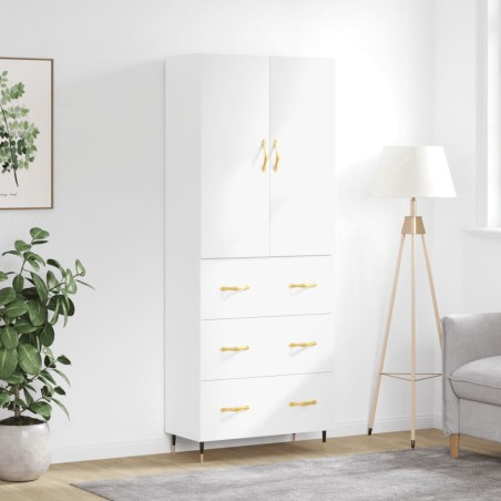 vidaXL Credenza Bianco Lucido 69,5x34x180 cm in Legno Multistrato