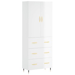 vidaXL Credenza Bianco Lucido 69,5x34x180 cm in Legno Multistrato