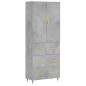 vidaXL Credenza Grigio Cemento 69,5x34x180 cm in Legno Multistrato