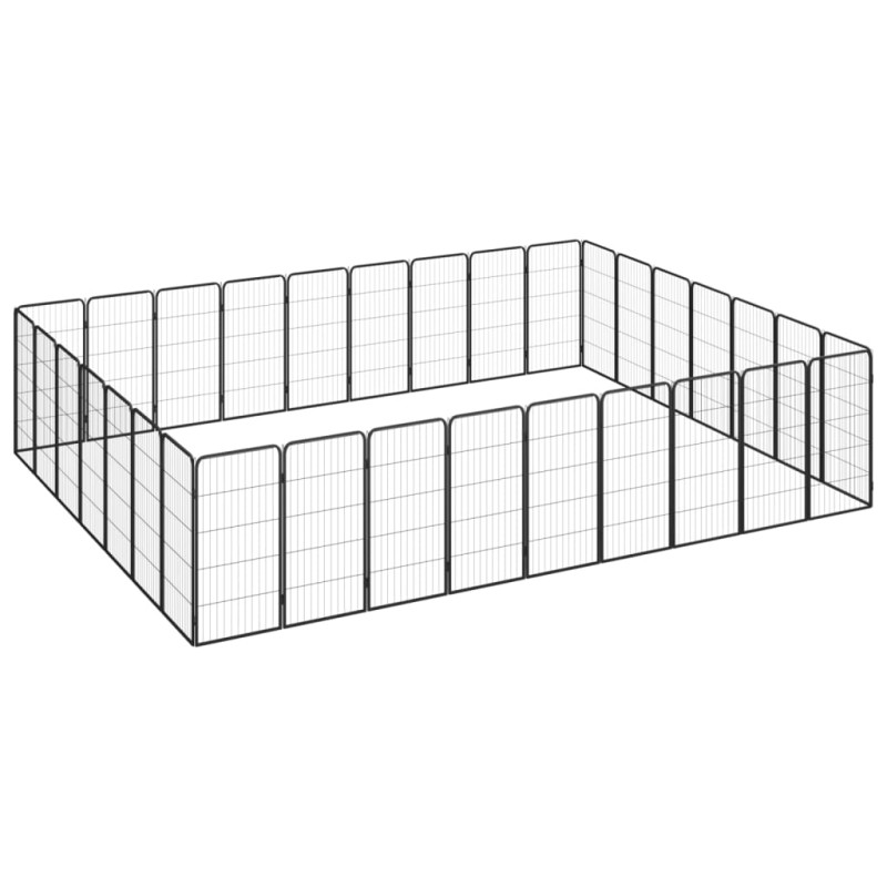 Box Cani 32 Pannelli Nero 50x100 cm Acciaio Verniciato Polvere Box Cani 32 Pannelli Nero 50x100 cm Acciaio Verniciato Polvere
