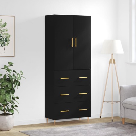 vidaXL Credenza Nera 69,5x34x180 cm in Legno Multistrato