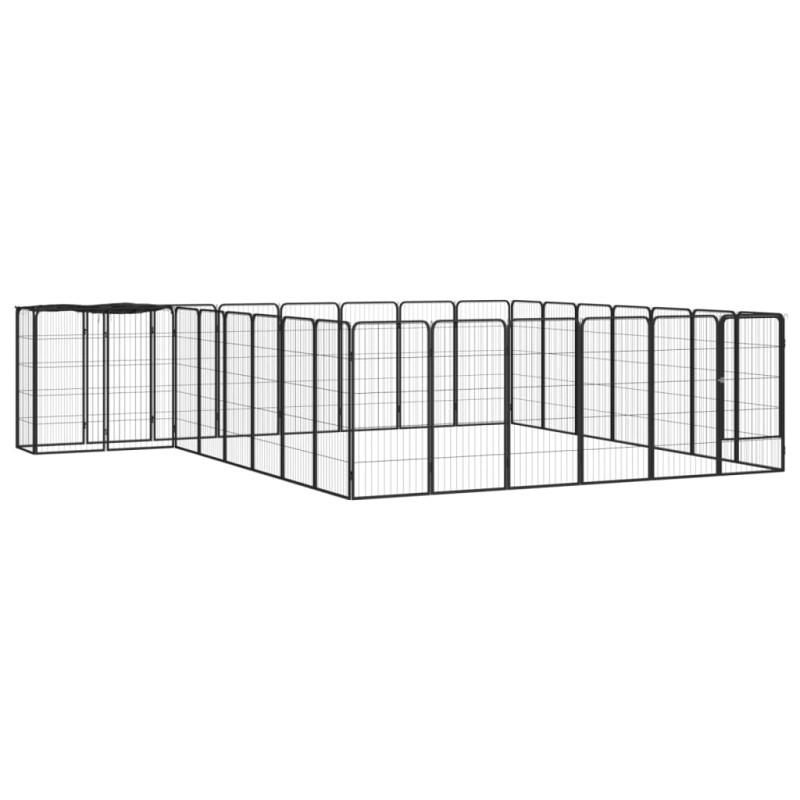 Box Cani 30 Pannelli Nero 50x100 cm Acciaio Verniciato Polvere Box Cani 30 Pannelli Nero 50x100 cm Acciaio Verniciato Polvere