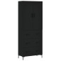 vidaXL Credenza Nera 69,5x34x180 cm in Legno Multistrato vidaXL Credenza Nera 69,5x34x180 cm in Legno Multistrato