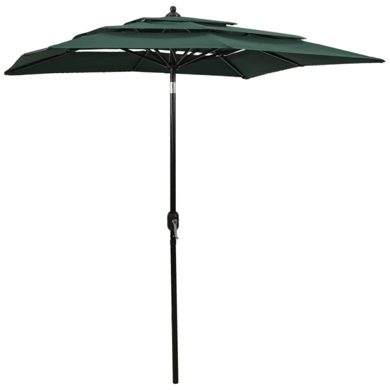 Ombrellone a 3 Livelli con Palo in Alluminio Verde 2x2 m Ombrellone a 3 Livelli con Palo in Alluminio Verde 2x2 m