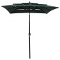 Ombrellone a 3 Livelli con Palo in Alluminio Verde 2x2 m Ombrellone a 3 Livelli con Palo in Alluminio Verde 2x2 m