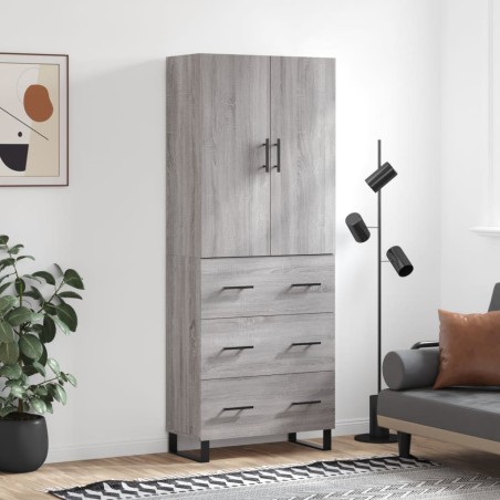 vidaXL Credenza Grigio Sonoma 69,5x34x180 cm in Legno Multistrato