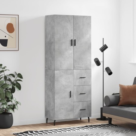 vidaXL Credenza Grigio Cemento 69,5x34x180 cm in Legno Multistrato