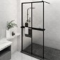 Parete Doccia con Mensola Nera 118x190 cm Vetro ESG e Alluminio Parete Doccia con Mensola Nera 118x190 cm Vetro ESG e Alluminio