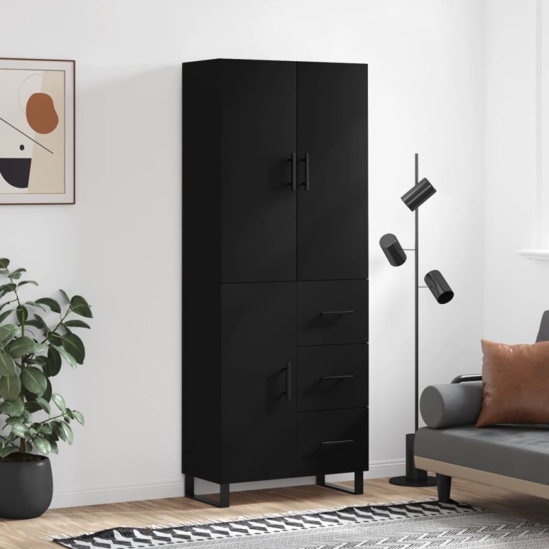 vidaXL Credenza Nera 69,5x34x180 cm in Legno Multistrato vidaXL Credenza Nera 69,5x34x180 cm in Legno Multistrato