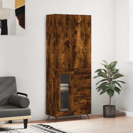 vidaXL Credenza Rovere Fumo  69,5x34x180 cm in Legno Multistrato