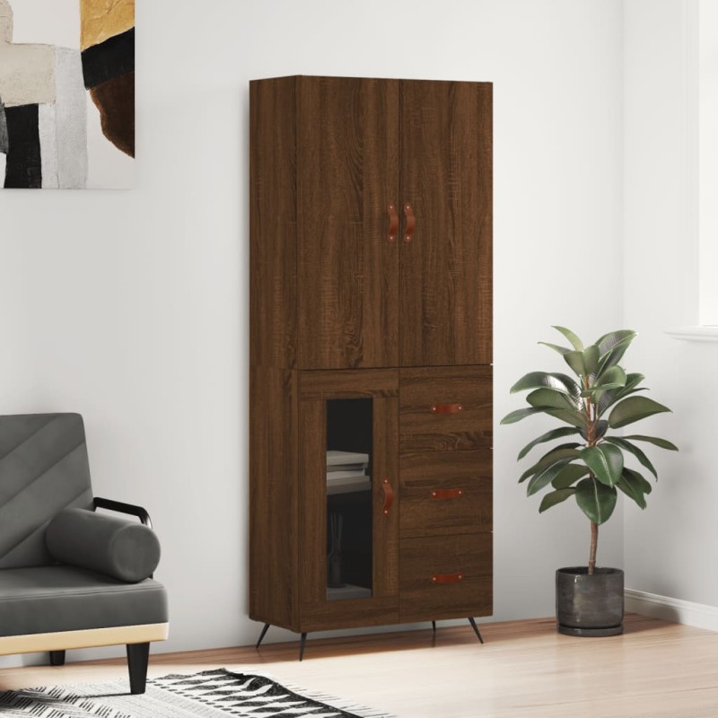 vidaXL Credenza Rovere Marrone 69,5x34x180 cm in Legno Multistrato vidaXL Credenza Rovere Marrone 69,5x34x180 cm in Legno Multistrato