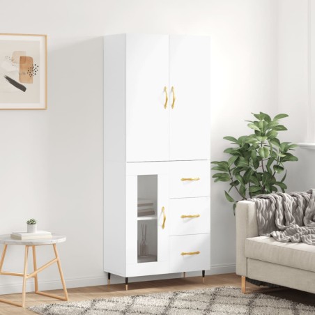 vidaXL Credenza Bianca 69,5x34x180 cm in Legno Multistrato
