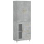 vidaXL Credenza Grigio Cemento 69,5x34x180 cm in Legno Multistrato vidaXL Credenza Grigio Cemento 69,5x34x180 cm in Legno Multistrato