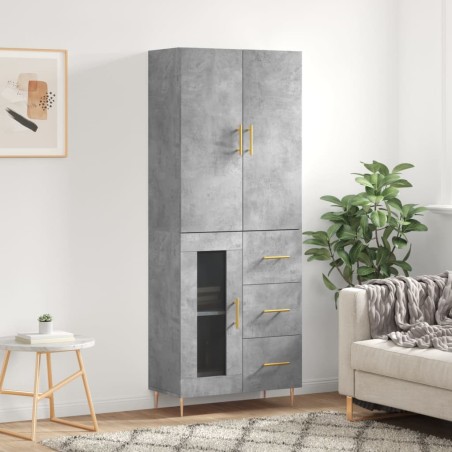 vidaXL Credenza Grigio Cemento 69,5x34x180 cm in Legno Multistrato