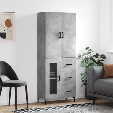 vidaXL Credenza Grigio Cemento 69,5x34x180 cm in Legno Multistrato